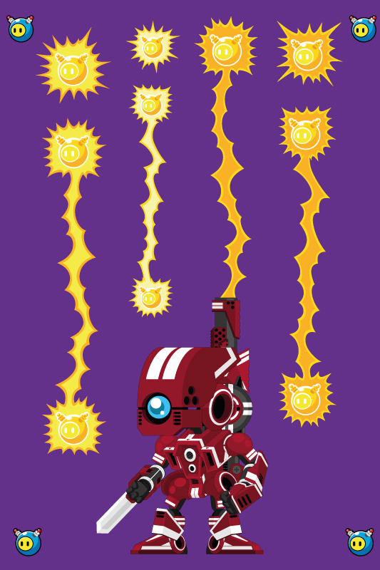 Vinyl tapijt spel robot omhoog schietend - TenStickers
