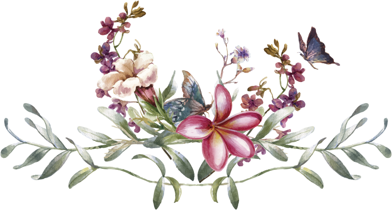 Vinyl tapijt ontvangst hal aquarel vlinders en bloemen - TenStickers