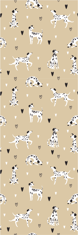 Vinyl tapijt woonkamer beige getekende hondenpatroon - TenStickers