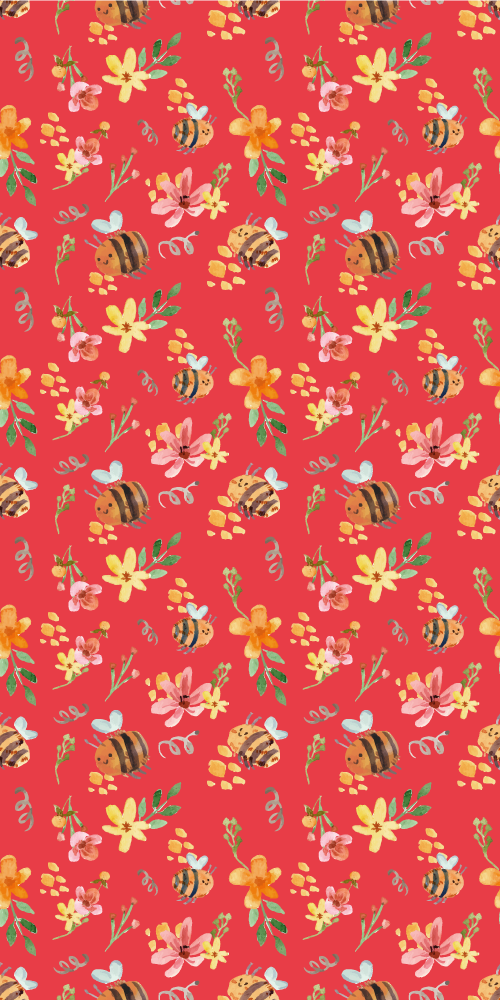 Vinyl tapijt woonkamer retro bijen en bloemen - TenStickers