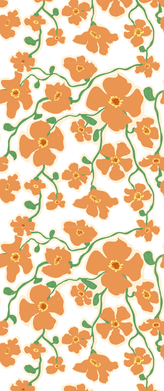 Vinyl tapijt woonkamer groene oranje madeliefjes bloemen - TenStickers