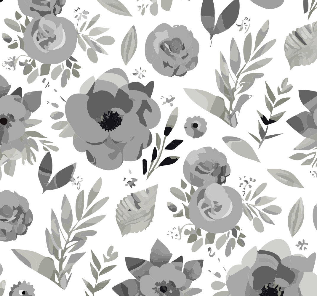 Vinyl tapijt grijs aquarella bloemen - TenStickers