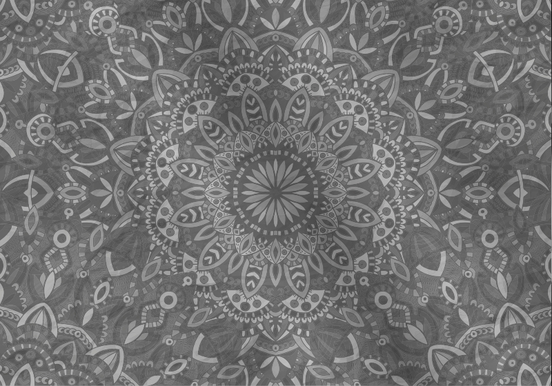 Vinyl tapijt grijs ingewikkeld mandala patroon - TenStickers