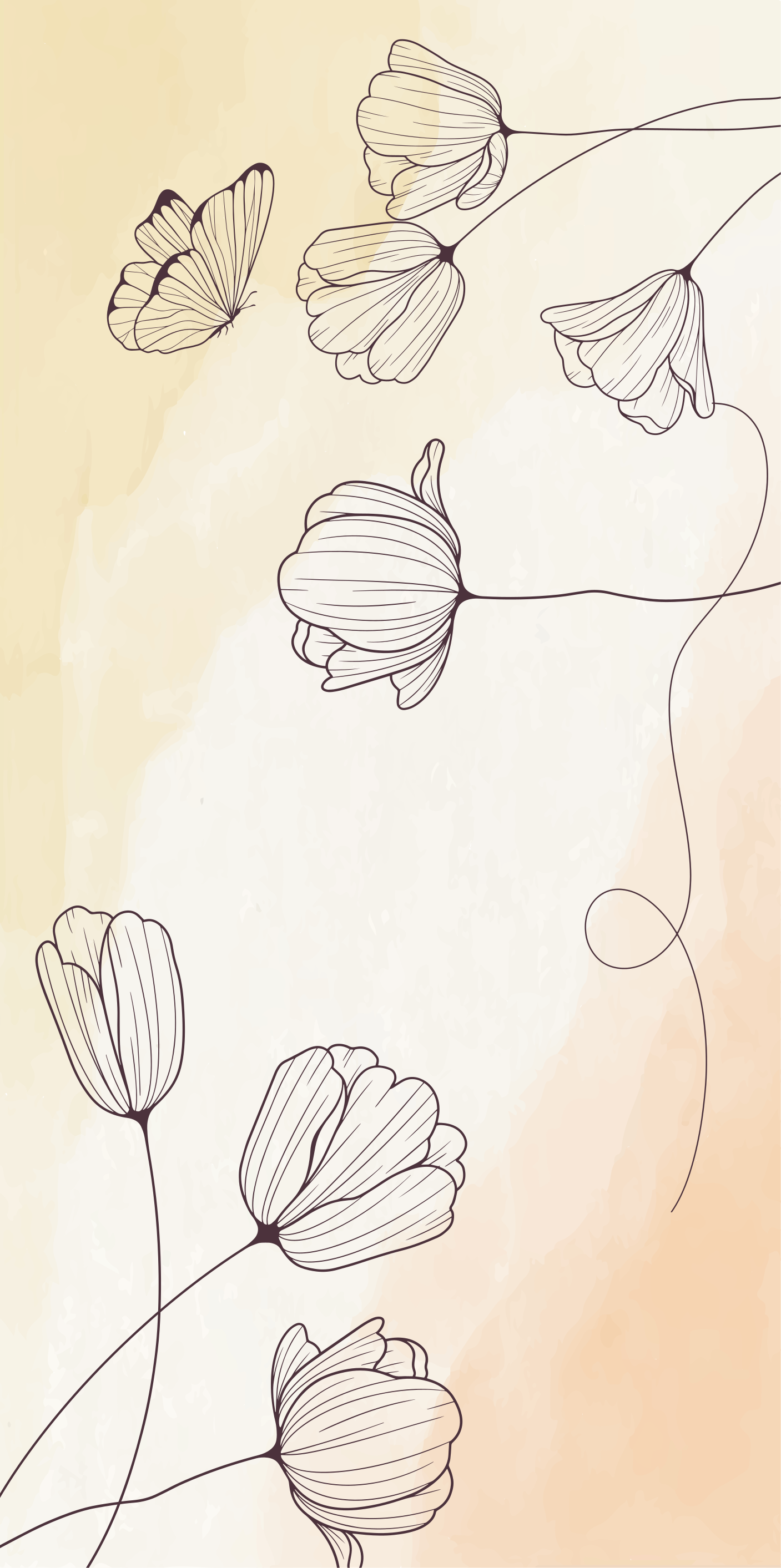 Vinyl tapijt beige met prachtige bloemen - TenStickers