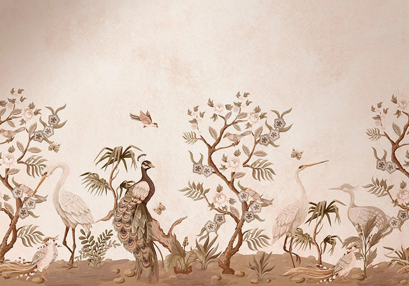 Vinyl tapijt beige vintage fauna - TenStickers