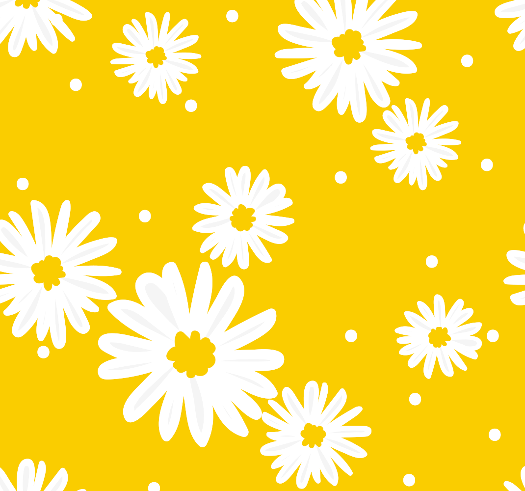 Vinyl tapijt geel met madeliefjes op gele achtergrond - TenStickers