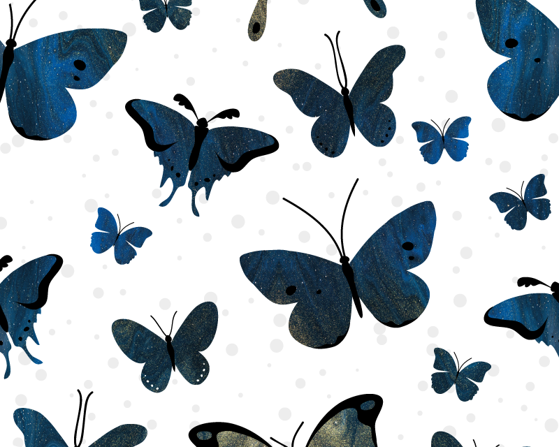 Vinyl tapijt wit blauwe glitter vlinder vleugel - TenStickers