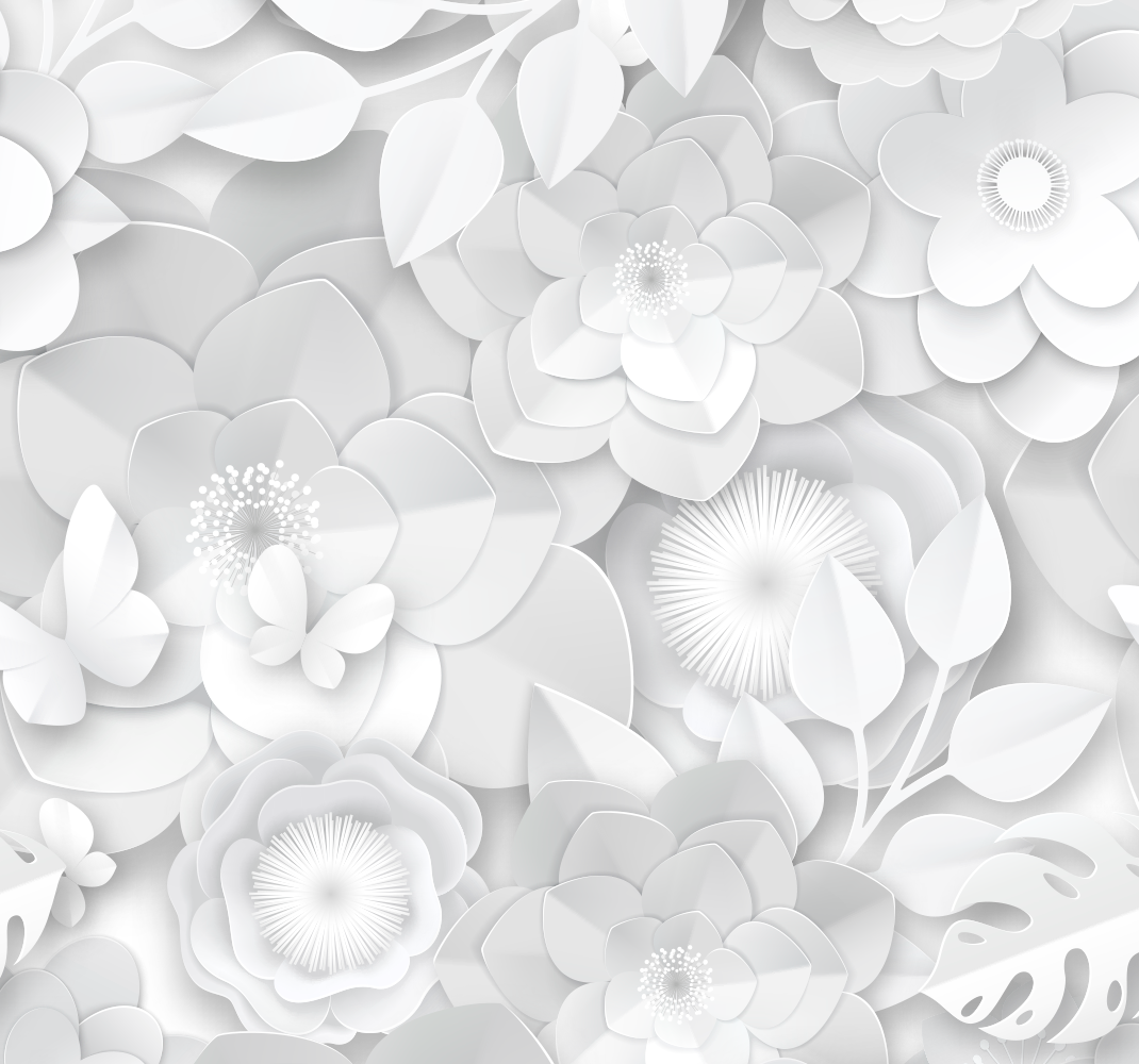 Vinyl tapijt wit 3d witte bloemen - TenStickers