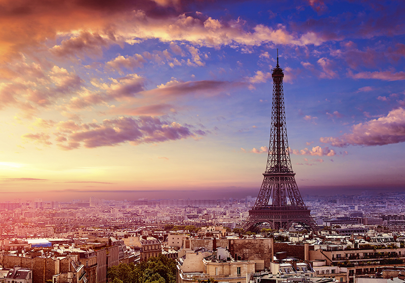 Vinyl tapijt paars paris uitzicht - TenStickers