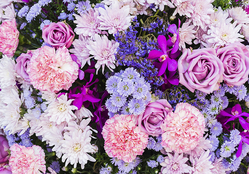 Vinyl tapijt paars met bloemen fotobehang - TenStickers