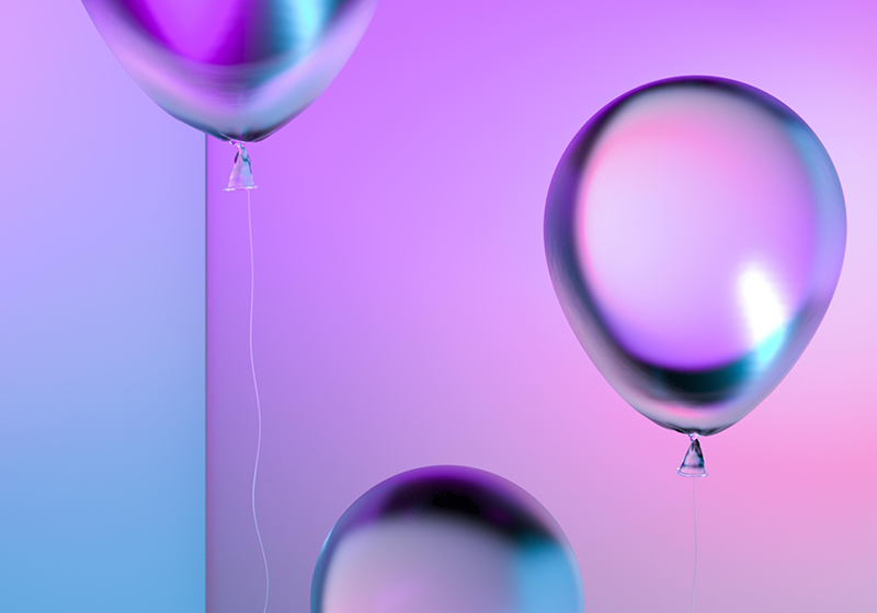 Vinyl tapijt paars met gradient ballonnenarrangement - TenStickers