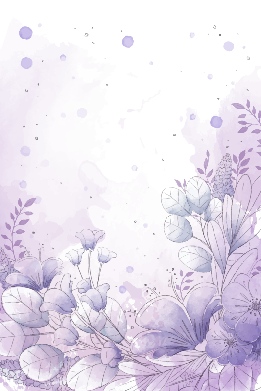 Vinyl tapijt paars met paarse en blauwe bloemen - TenStickers