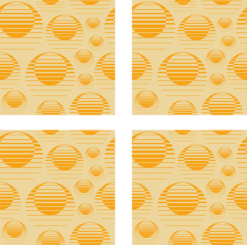 Vinyl tapijt oranje retro zon tekening - TenStickers