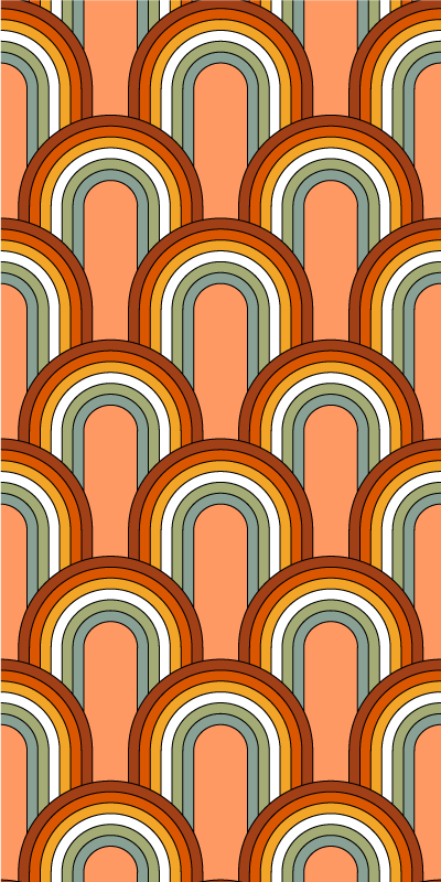 Vinyl tapijt oranje met regenboog 70s patroon - TenStickers