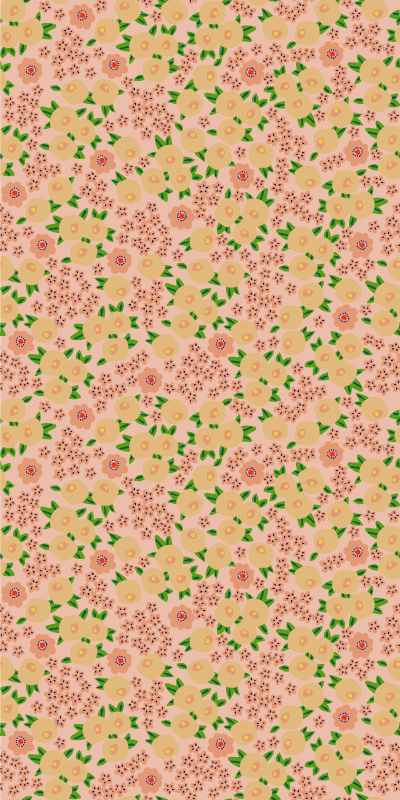 Vinyl tapijt oranje met origineel bloemenpatroon perziktonen - TenStickers