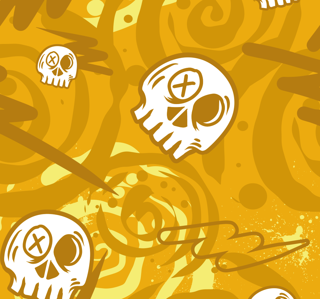 Vinyl tapijt oranje graffiti met schedels - TenStickers