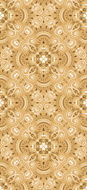 Vinyl tapijt oranje vintage beige ornament patroon - TenStickers