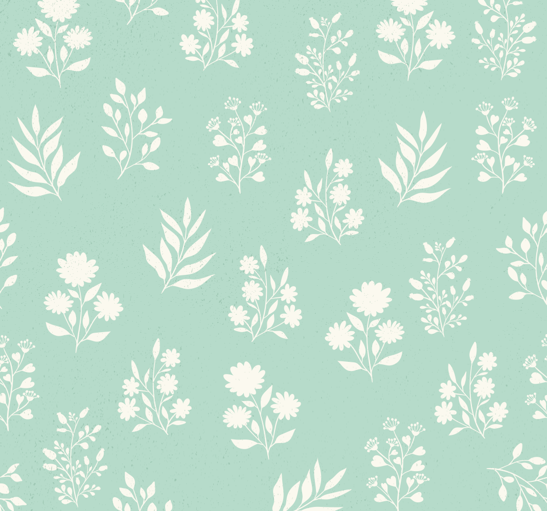 Vinyl tapijt groen met klein bloemenpatroon - TenStickers