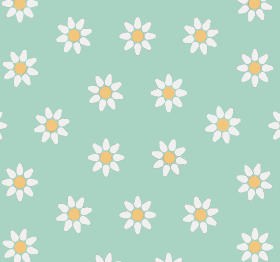 Vinyl tapijt groen met kinderverfijne bloemenprint - TenStickers