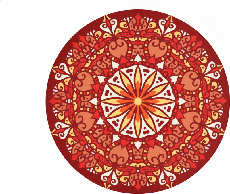 Vinyl tapijt rood luxe sierrijke kleurrijke mandala - TenStickers