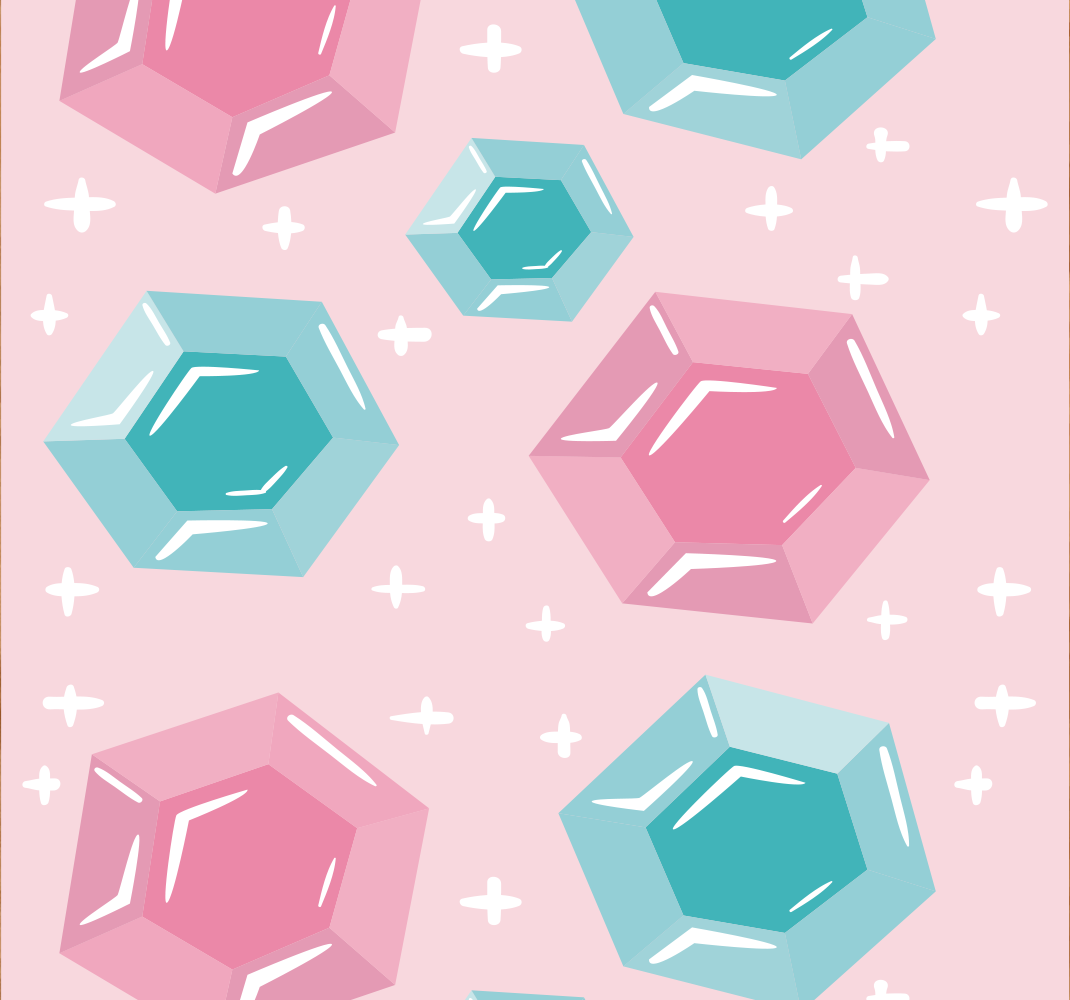 Vinyl tapijt roze geometrische juweeltonen edelstenen - TenStickers