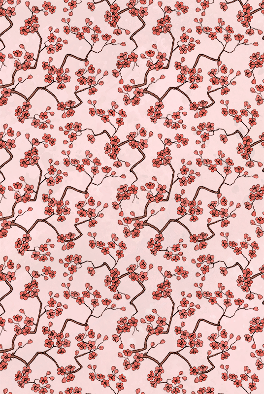 Vinyl tapijt roze kersenbloesem - TenStickers
