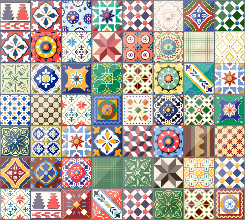 Origineel vierkant kleurrijk vinyl kleed - TenStickers