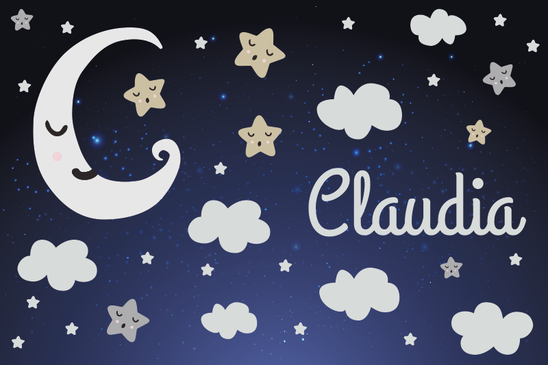 Aanpasbaar Sterrennacht Ontwerp Vinyl tapijt met naam - TenStickers