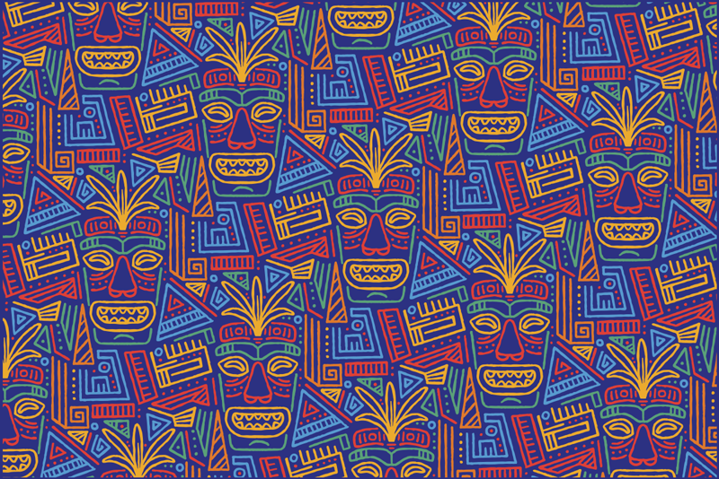 Kleurrijk Mandala Patroon Overlay Etnische Vinyl vloerkleed - TenStickers