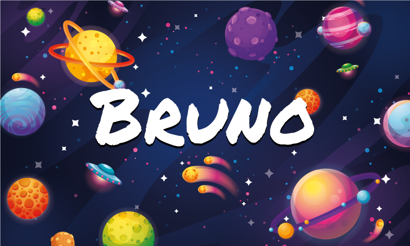 Ruimte thema ontwerp vinyl tapijt met aanpasbare naam - TenStickers