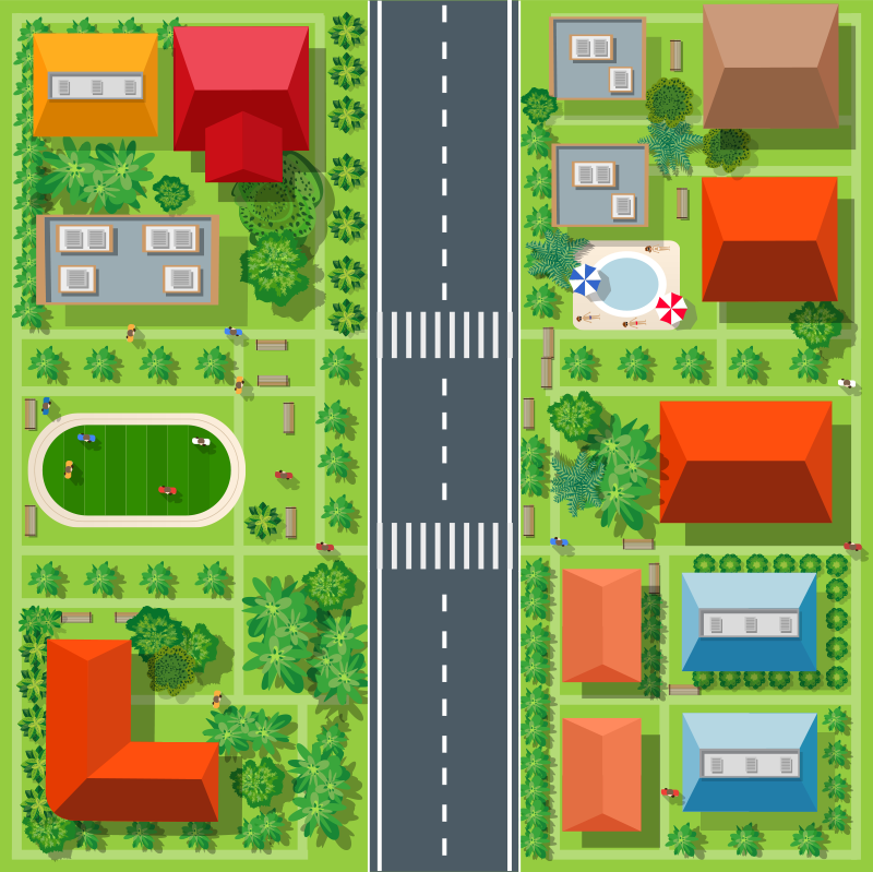 Speels stadsbeeld vinyl tapijt kind - TenStickers