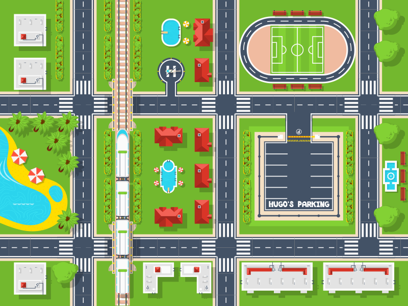 Speels stadsbeeld vinyl tapijt snelweg - TenStickers