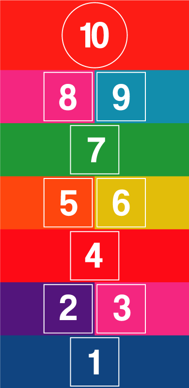 Kleurrijk hinkelen vinyl tapijt spel - TenStickers