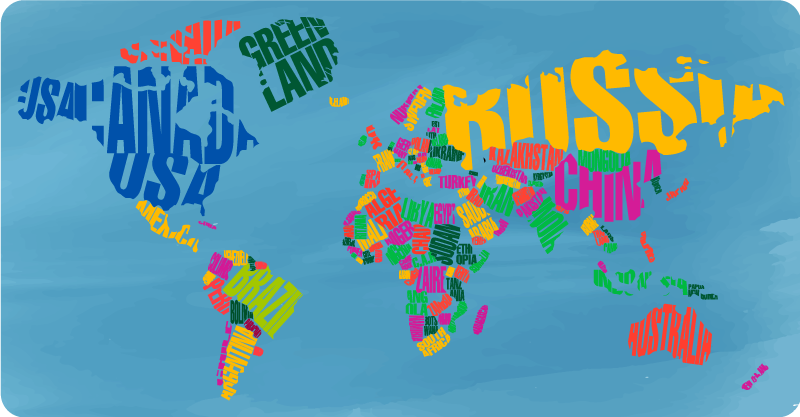 Kleurrijke kaartmontage vinyl tapijt wereldkaart - TenStickers