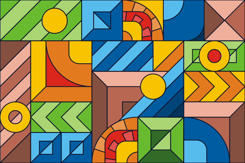 Geometrische kleurblokken vinyl tapijt geometrisch - TenStickers