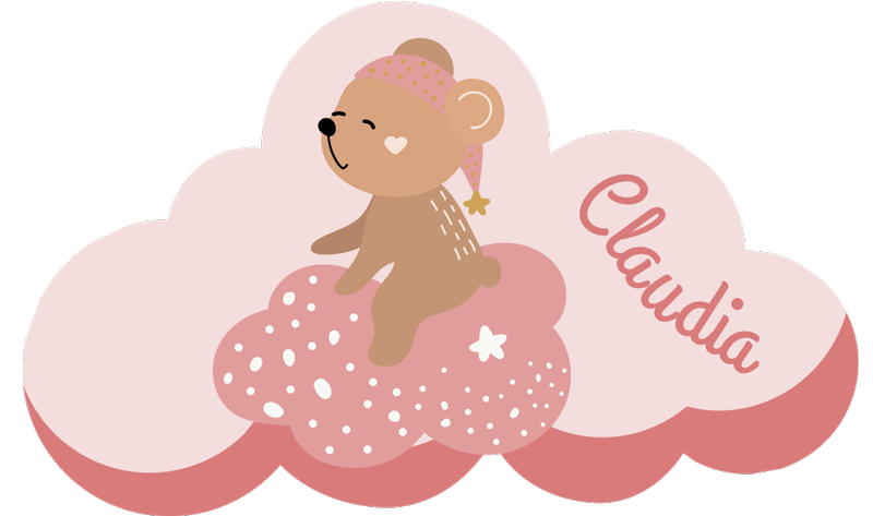 Aanpasbare wolk vinyl tapijt met naam - TenStickers