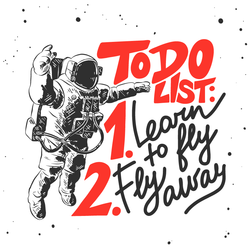 To-do-lijst voor astronauten vinyl tapijt zinnen en teksten - TenStickers