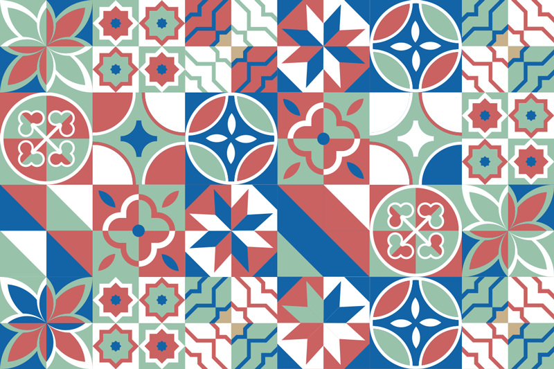 Kleurrijk tegelontwerp vinyl tapijt tegels - TenStickers