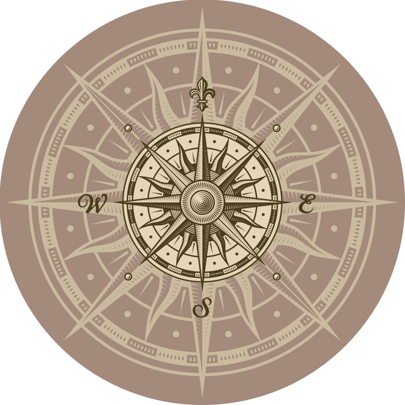 Prachtig rond vintage kompas vinyl vloerkleed - TenStickers