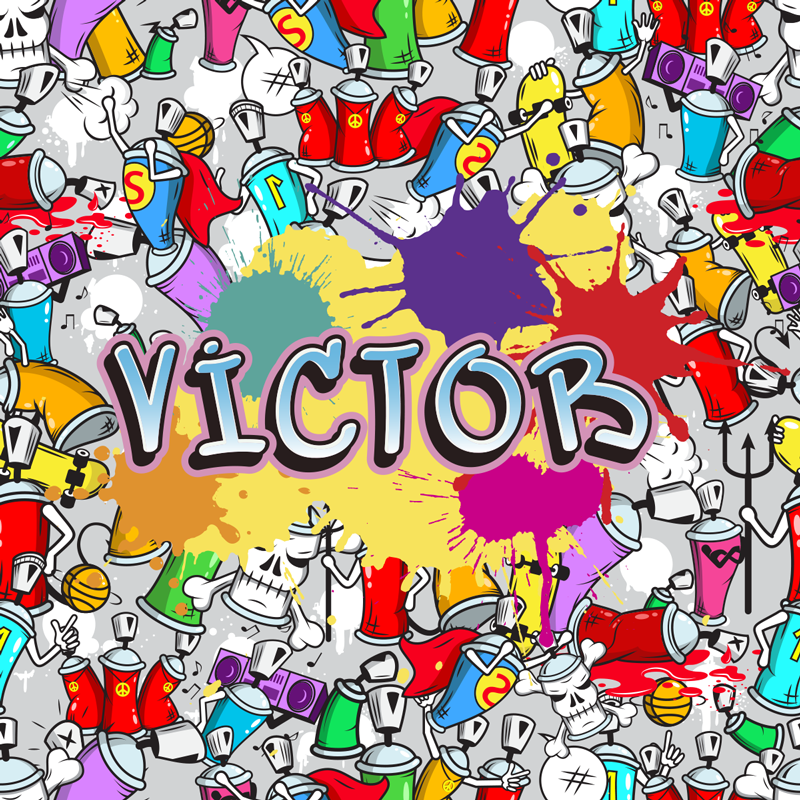 Veelkleurig graffiti vinyl vloerkleed met naam - TenStickers