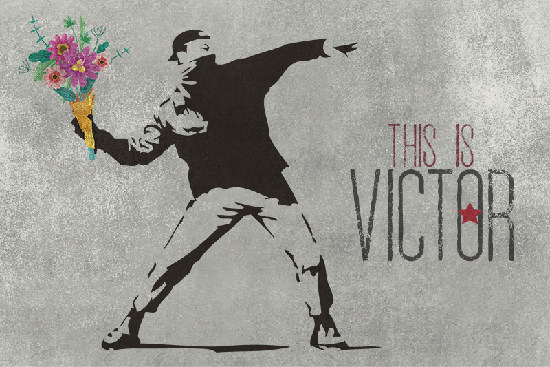 Banksy ontwerp vinyl tapijt met naam - TenStickers