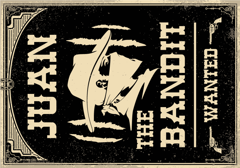 Westers bandietenthema vinyl tapijt met naam - TenStickers