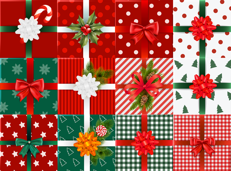 Feestelijke cadeaupatronen vinyl tapijt kerstmis - TenStickers