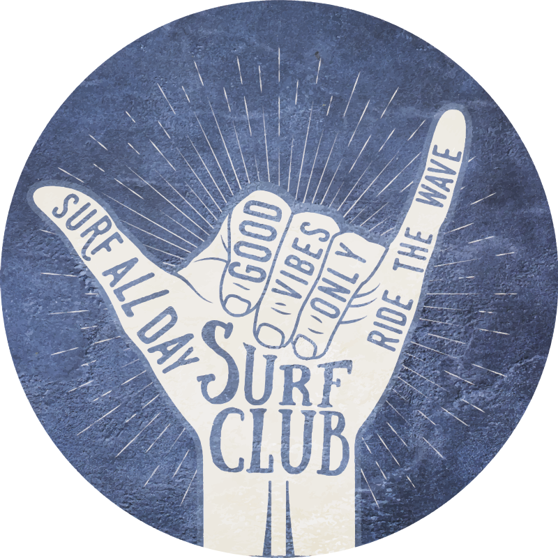 Embleem van de surfclub vinyl tapijt zinnen en teksten - TenStickers