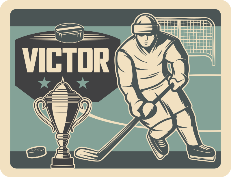 Aanpasbare sportafbeelding vinyl tapijt met naam - TenStickers