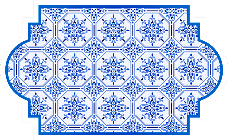 Vinyl tapijt tegels ornamentele blauwe tegels - TenStickers