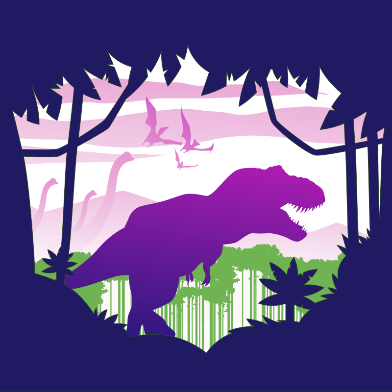 Dinosaurus silhouet vinyl tapijt voor meer kinderen - TenStickers