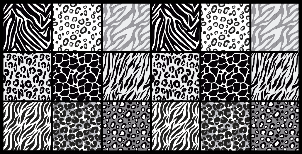 Monochrome safari vinyl tapijt dierenprint - TenStickers