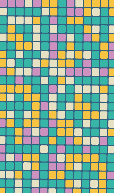 Kleurrijk rasterpatroon vinyl tapijt geometrisch - TenStickers