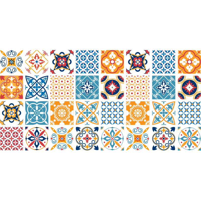 Handgeschilderde portugese tegels vinyl vloerkleed keuken - TenStickers